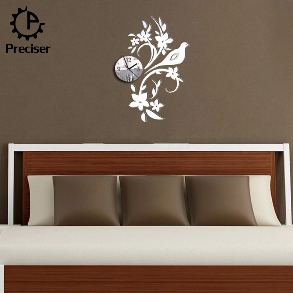 Acrylic Quality Beautiful 3D Mirror Effect Wall Clocks Home Decoration