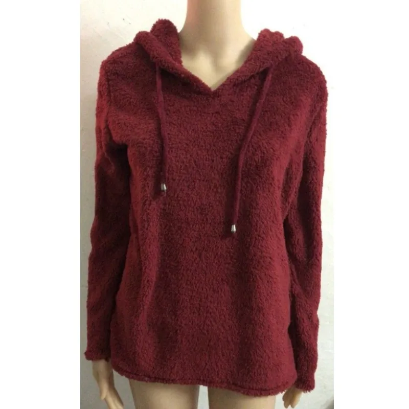 S-3XL Women Hoodies Sweatshirt Drawstring Hooded Pullover Big V-neck Tops Spring Autumn Loose Outerwear Velvet Jacket