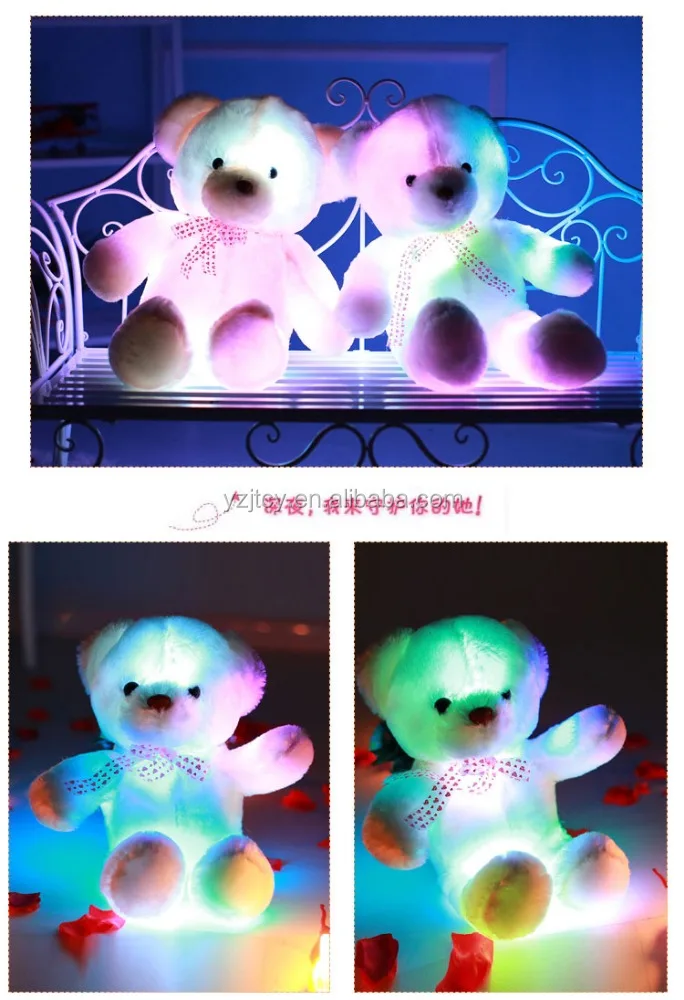 Wholesale Light Up 30cm Teddy Bear Stuffed Plush Shining LED Light Up Lighting electronic Soft Toys
