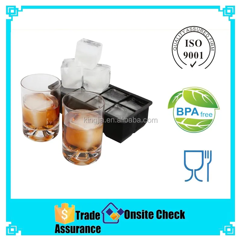 Set of 2 Black Large Ice Cube Mold - Whiskey Ice Cubes Frozen Rocks Silicone Big Ice Cube Tray