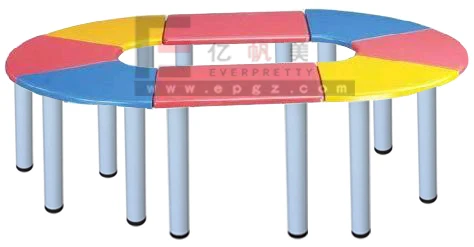 kindergarten furniture good quality blue and yellow combination height adjustable single school desk set