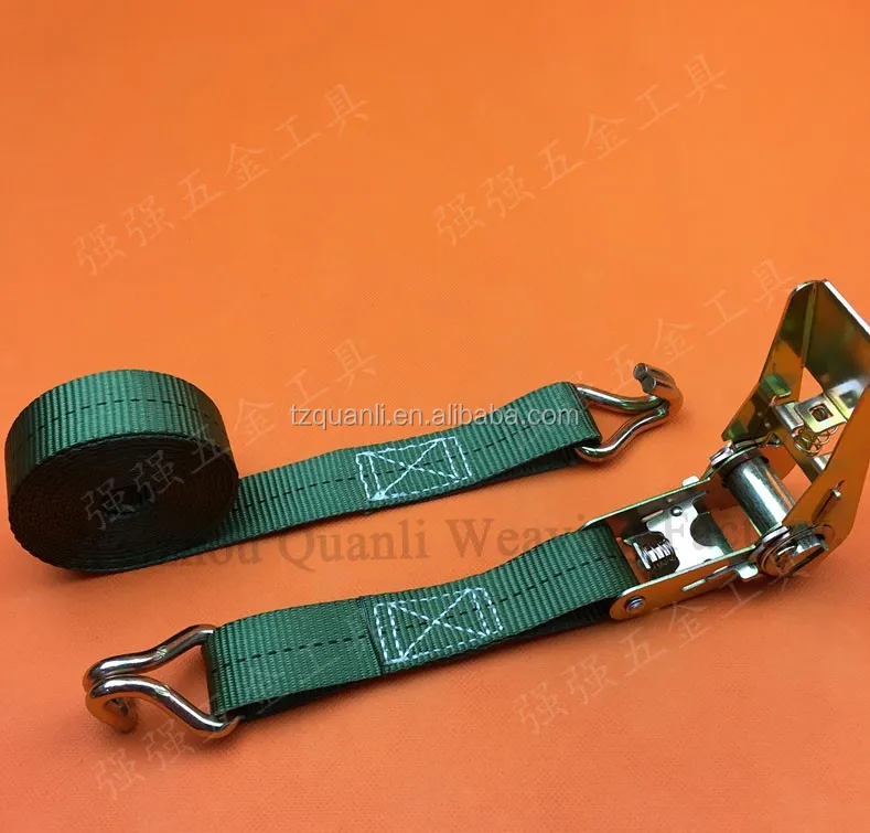 25mm 800KG 1m Retractable all steel colored zinc ratchet tie down strap with double J hooks