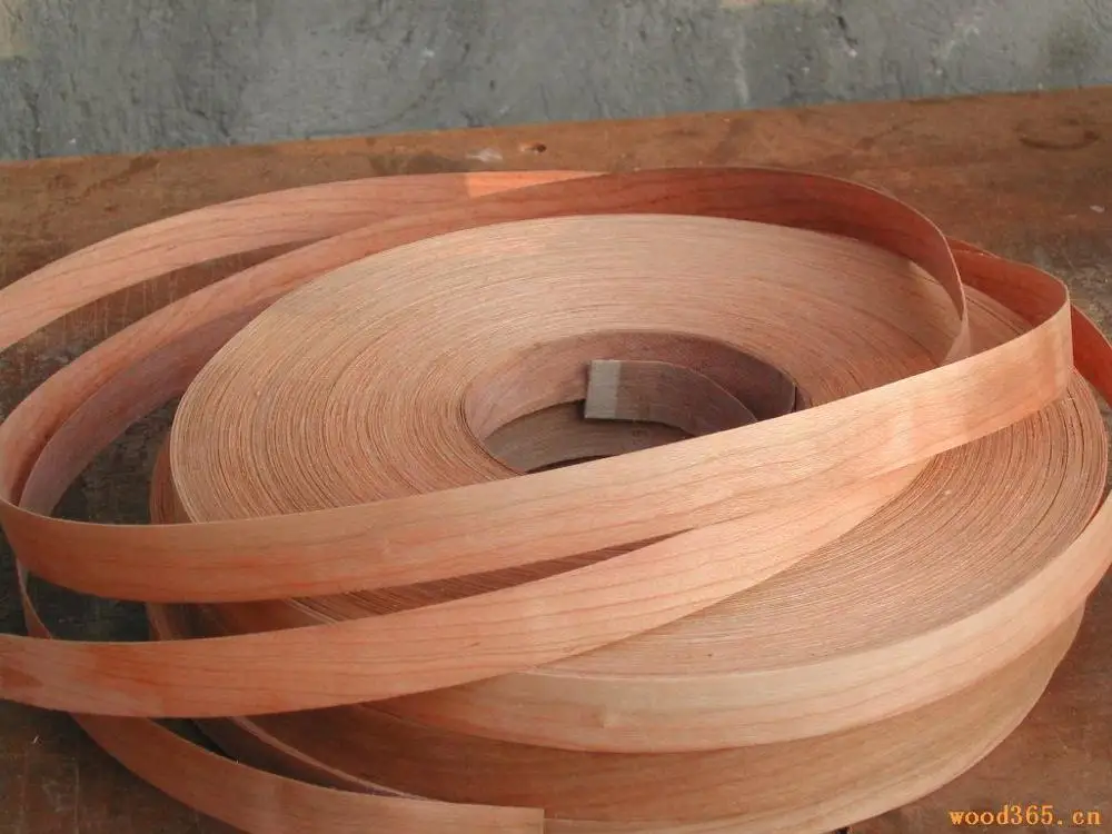 
1mm 2mm and 3mm Natrual Sliced Cut American cherry Edgebanding Wood Veneer edge banding roll Tape 