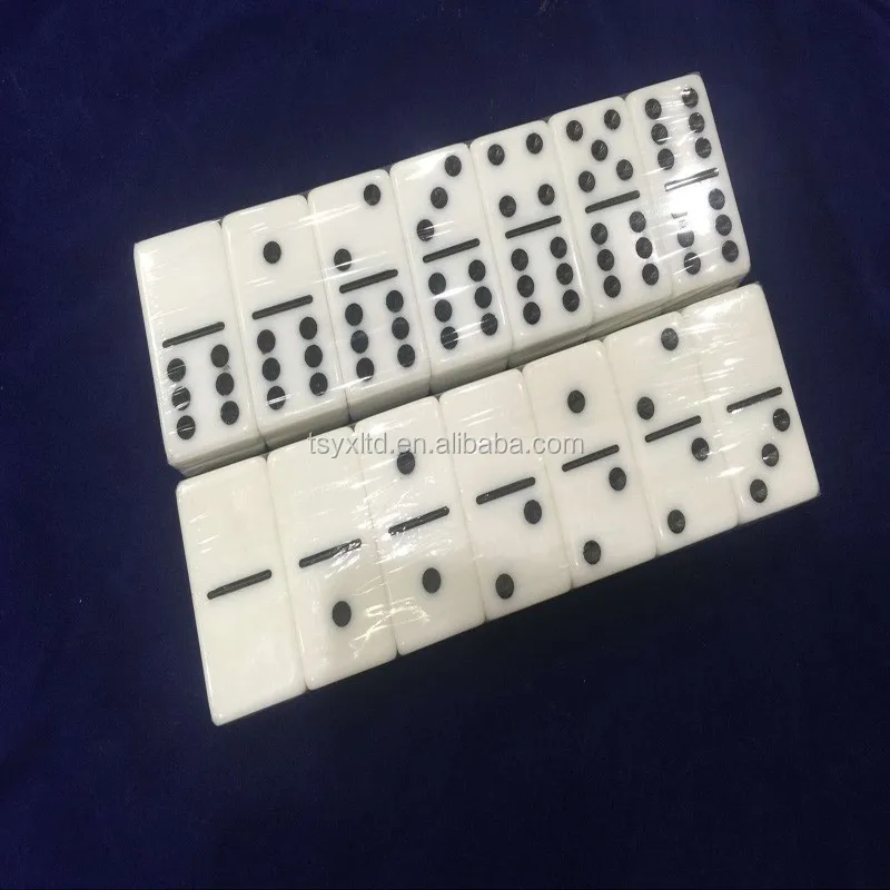 regular size of acrylic domino in wooden box with heat transfer printing at both side packing for set of Domino