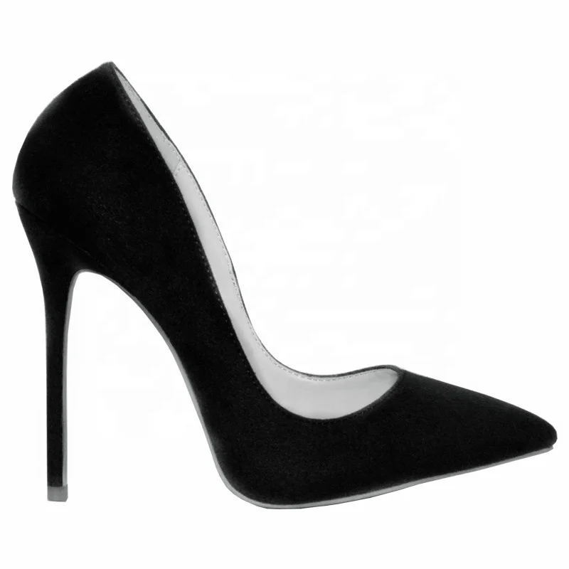 MANRINO-0424 Black Suede Leather Upper Womens Fashion Sexy Design 12 CM HIgh Heel Pointy Toe Dress Pump Shoes