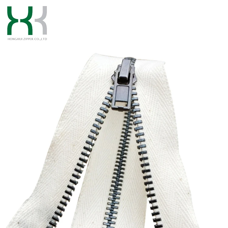 Fashion zipper design variety size metal zipper cotton tape for garment dyed products
