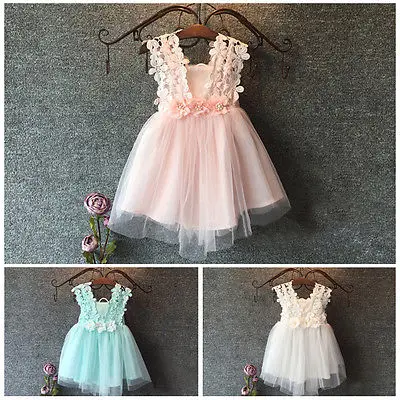Baby Girl Princess Lace Tulle Flower font b Fancy b font Backless Gown Formal Party font