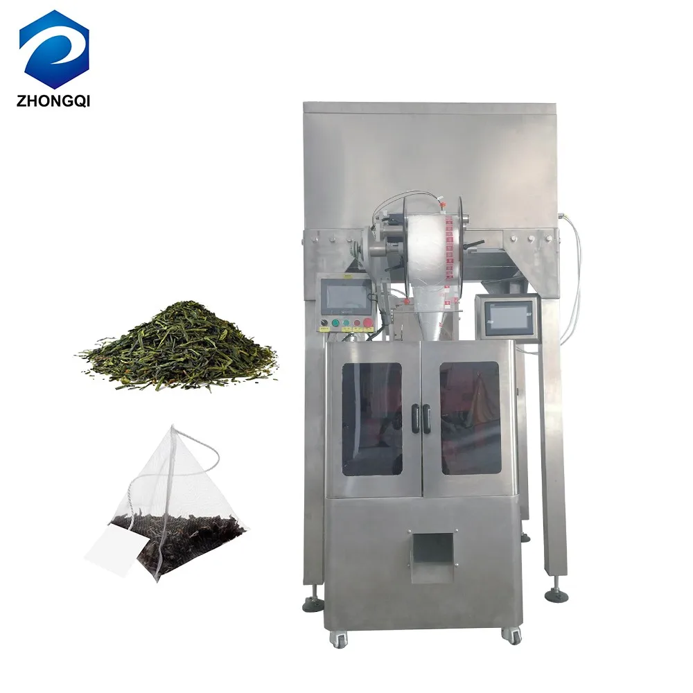 
Automatic single / double chamber triangle pyramids silk tea bag packing machine with tag and string 