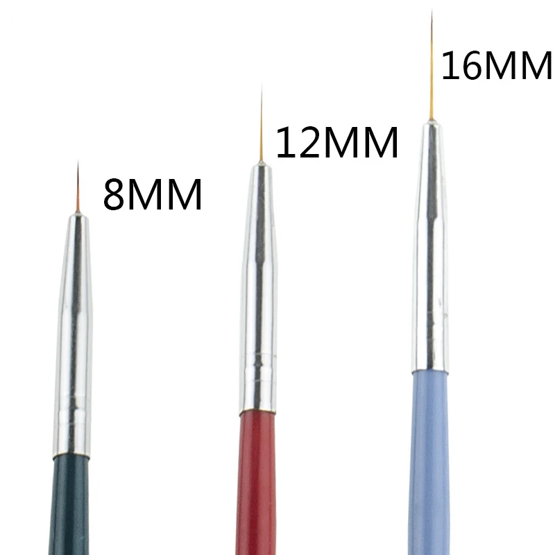 SZ105 factory wholesale 8mm\12mm\16mm Hot sales UV Gel Polish Nail Art Lines Painting Pen Brush 3pcs