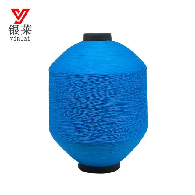 Recycled 100% polyester yarn made from pet bottle flakes fiber close virgin yarn