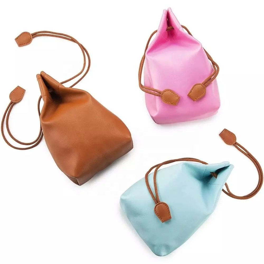 PU Leather small Drawstring Bag Camera pouch