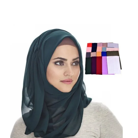 RUNMEIFA Pure Color Chiffon Tudung Head Scarves Muslim Shawl Scarf Fashionable Cheap Shemag Plain Hijabs Manufacture Women
