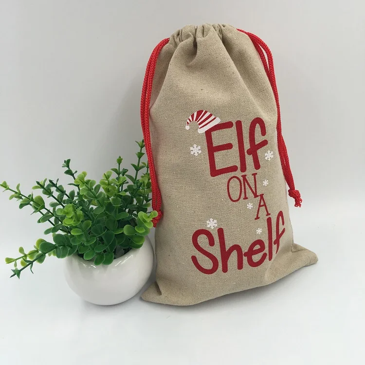 Custom Burlap Hessian Christmas Gift Bag Santa Sack