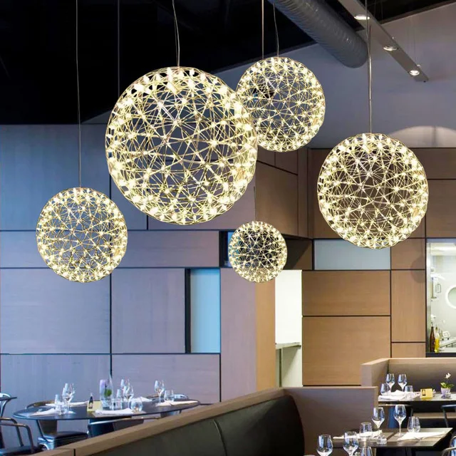 Modern brief Loft spark ball LED Pendant Light fixture Firework Ball stainless steel pendant Lamps