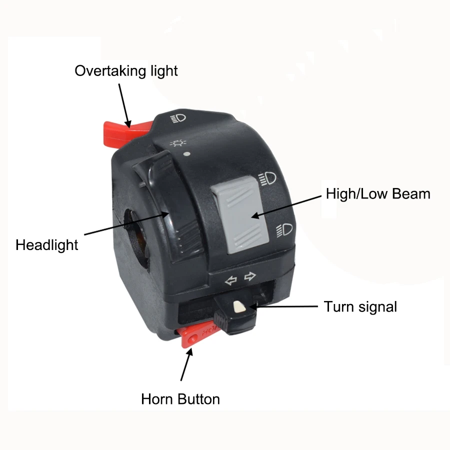 22mm Motorcycle ATV Handlebar Control Switches Headlight Fog Lamp Light Turn Signal Horn Switch Button