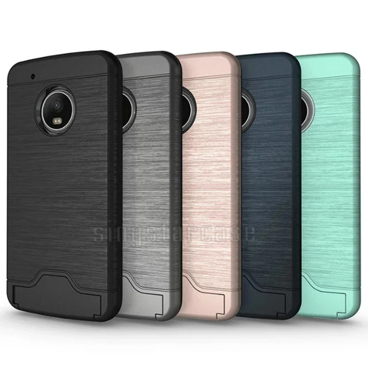 Wire Draw Hide Credit Card Holder Back Cover for Motorola Moto G5 Plus Case Cover