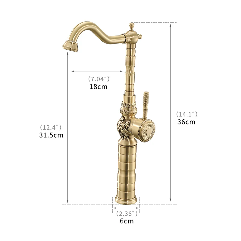 Luxury Vintage Style Antique Faucet Basin Faucet Antique Bronze Kitchen Antique Brass Ceramic Contemporary Fapully Europe CN;ZHE