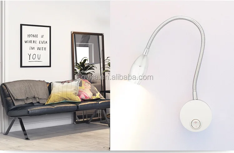 Cheap price bathroom mirror lamp with flexible hose mini led reading lamp for bedroom OEM gooseneck led headboard wall lamp