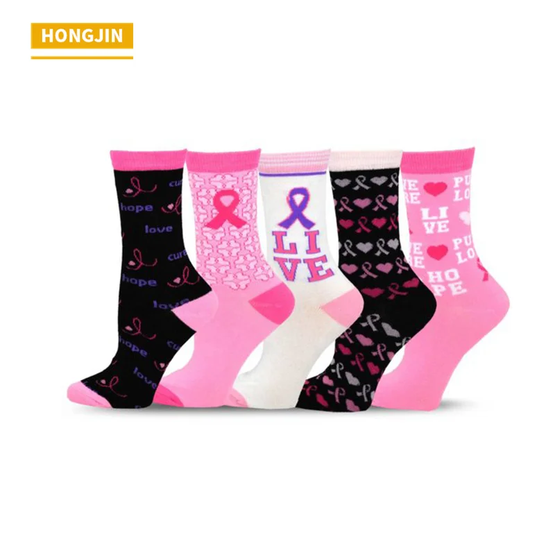 HJ-II-0763 розовой лентой носки Рак молочной железы носки Розовый Рак молочной железы носки