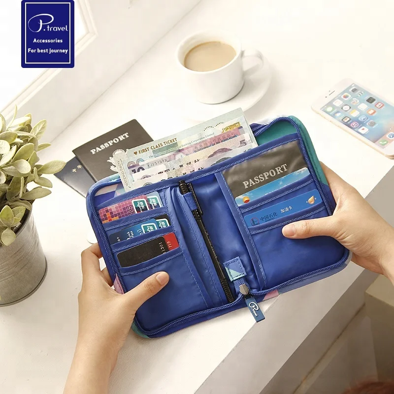 P.travel passport holder polyester passport wallet geometric pattern document bag new style passport bag