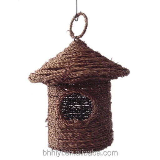 Natural Handmade comfortable Straw Decorative Bird House Cage for sale