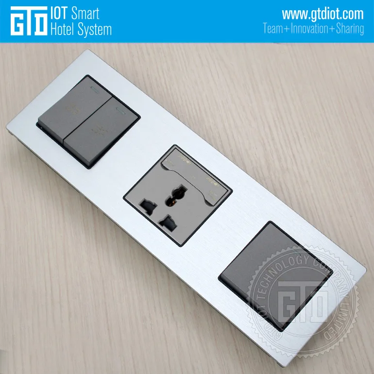 Aluminum alloy brushed Hotel double usb socket Bedside light Control Panel switch