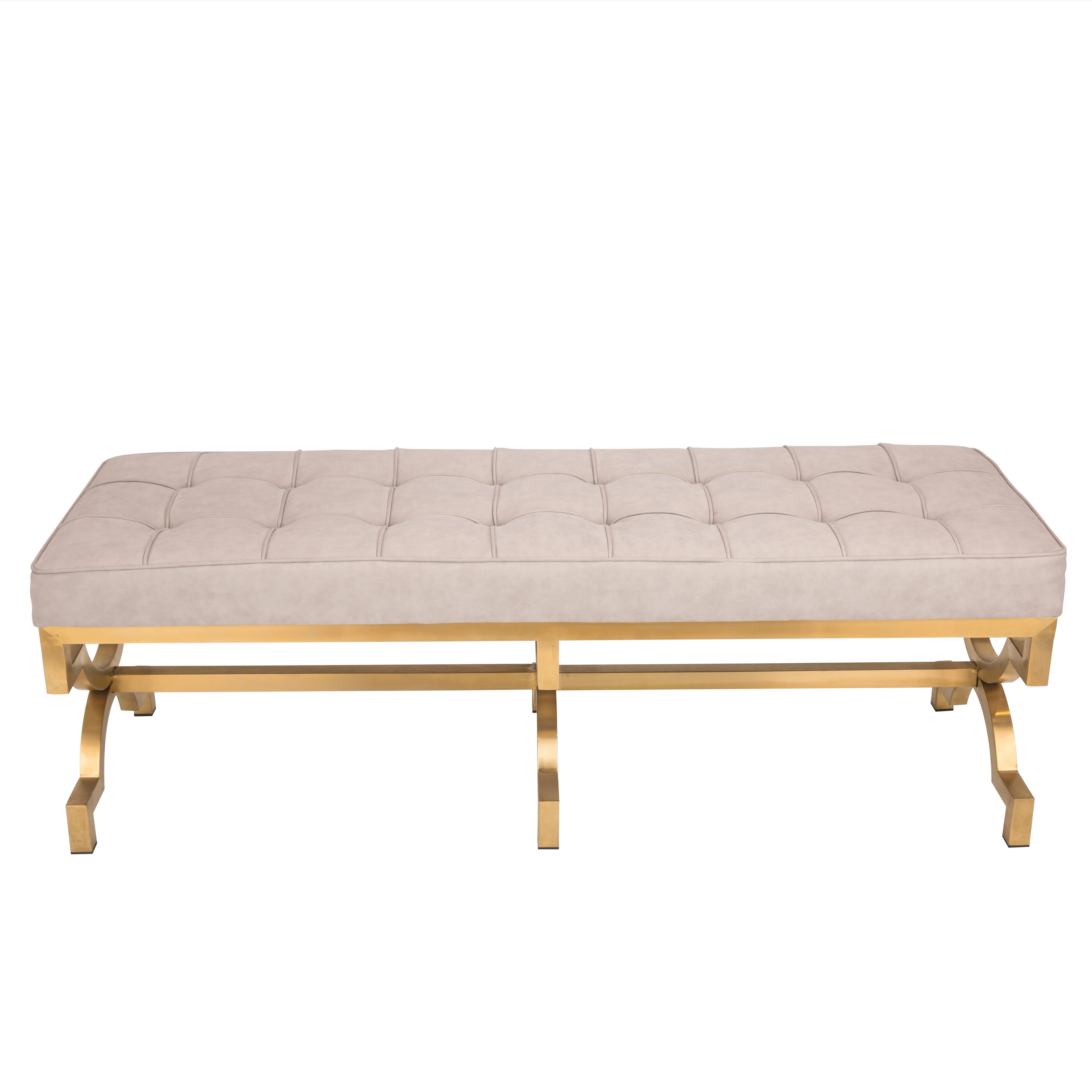 Living room Chair bench Metal stainless steel leather and velvet cushion long bench luxury salon Footstool Living Room Furniture