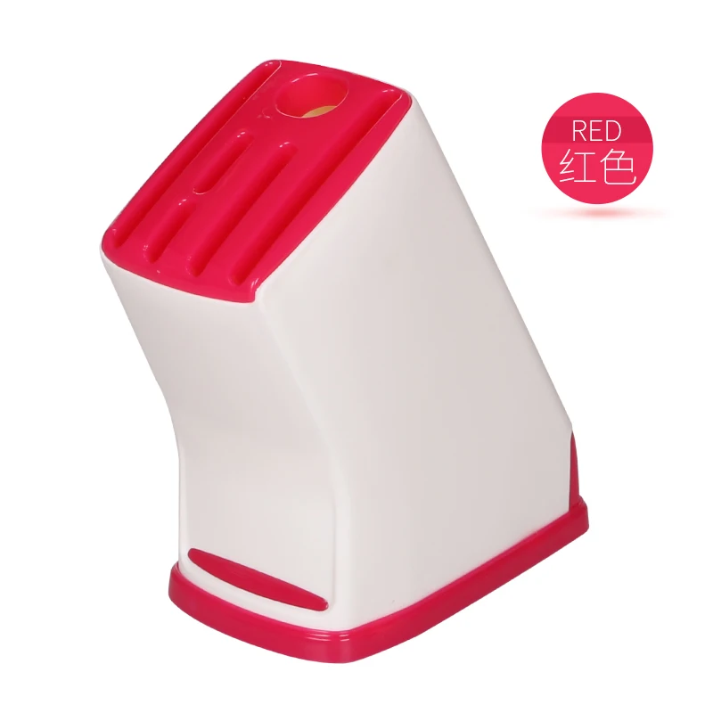 Kitchen Plastic Knife Block Knife Holder with Slots for Scissors and Sharpening Rod