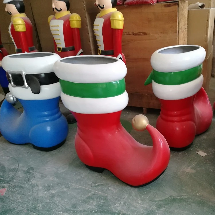 Fiberglass christmas santa boot for santa set decoration