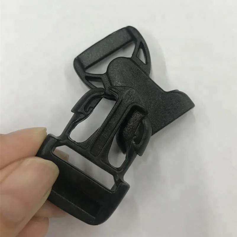 Eco-friendly plastic side release adjustable webbing buckle