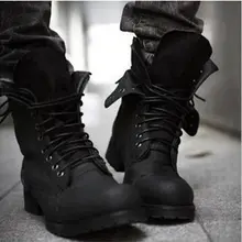 Hot Retro Combat boots Winter England-style fashionable Men’s short Black shoes military boots–Free shipping