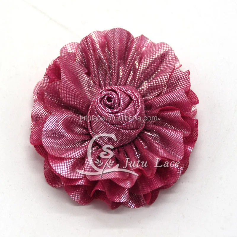 New silver glitter artificial flowers -handmade shiny fabric flowers -rose chiffon christmas flowers