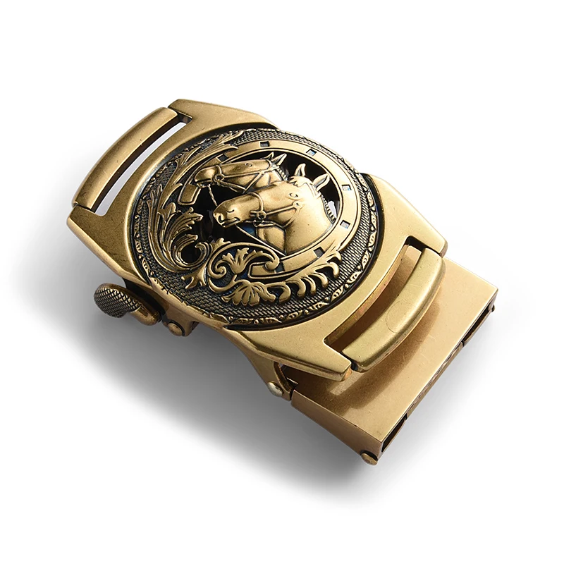 Double horse antique gold custom square metal belt buckle