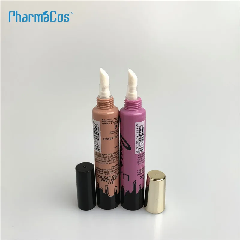 10ml empty liquid lipstick tube/lip balm container/plastic tube with brush applicator