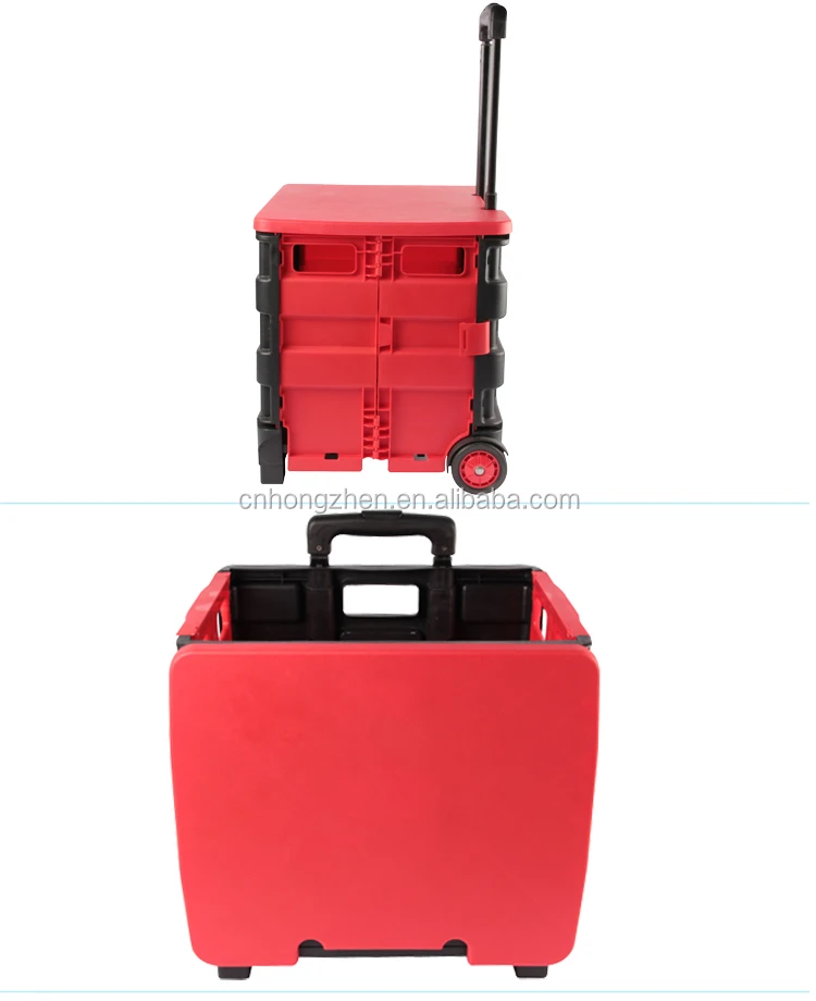 red color folding foldable Box Trolley with Lid