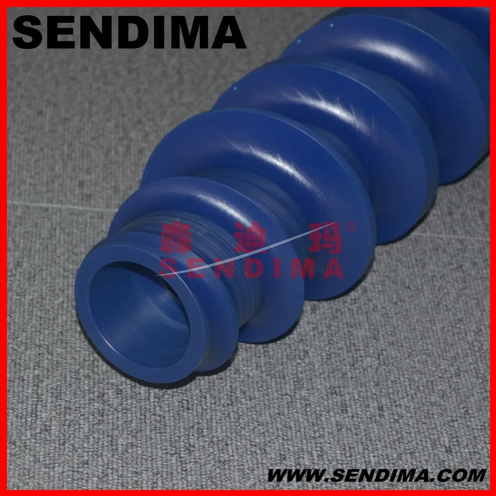 
Worm screw able to divide onto two lines shaped containers. 