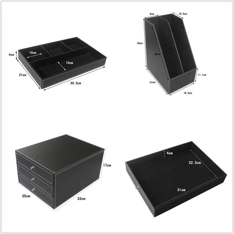 Office Stationery Leather Office Desktop Organizer Elegant Desk Sets