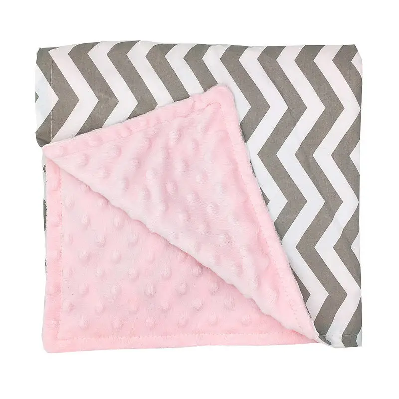 
Reversible Baby Coral Fleece Minky Blanket Infant Soft Minky Double Layer Dotted Blanket Kids Printed Minky Receiving Blankets 