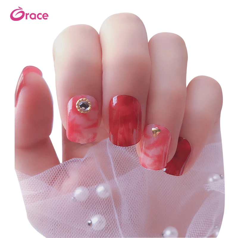 S10 artifical short geometric figure fake nail tips coloured nail 24 pcs wholesale false acrylic tips nail set