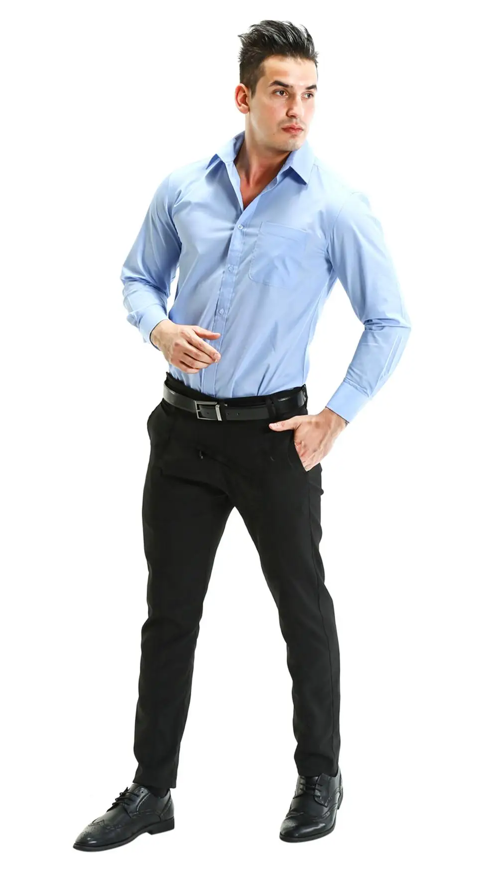 OEM мужские высокого качества хлопковые голубые рубашки с длинным рукавом