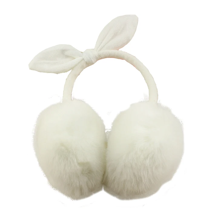 
Winter Autumn Ear Protection Bow Warm Faux Fox Fur Ear Muffs Earflap 