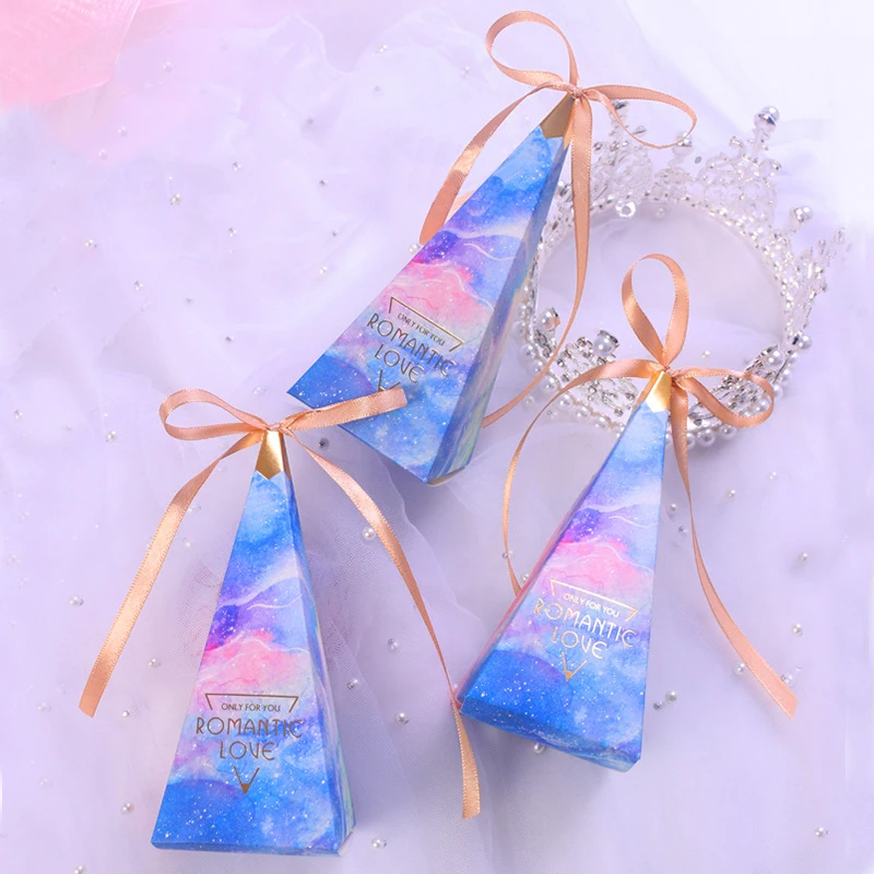 Triangular Pyramid Shape  Marble Paper Gift Boxes for Chocolate candy Packing