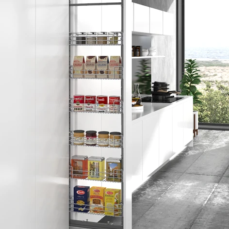 Kitchen drawer accessories Repon Heavy-duty Slider with Soft Closing Telescoping Shelf Pantry Storage Tall Unit Pull Out Basket