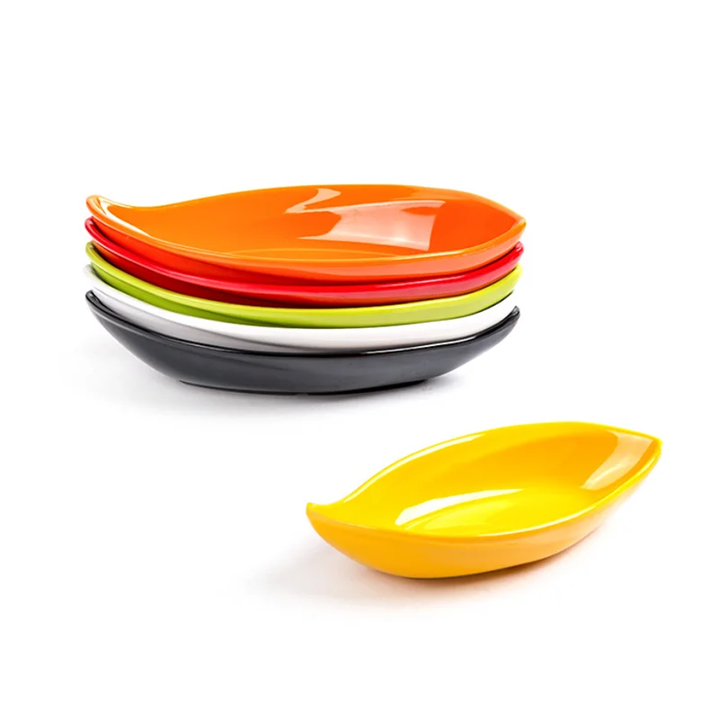 
leaf shape melamine small dishes colored fruit dishes food snack sauce dishes 