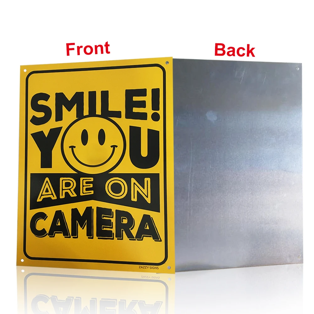 Reflective Printable Metal Security Notice CCTV Video Recorded Smile You Are On Camera Warning Signs Board