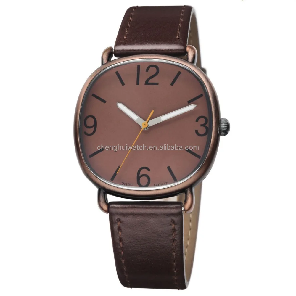 Fashion ultrathin leather watch design for men stainless steel case leather quartz watch alibaba express 2015