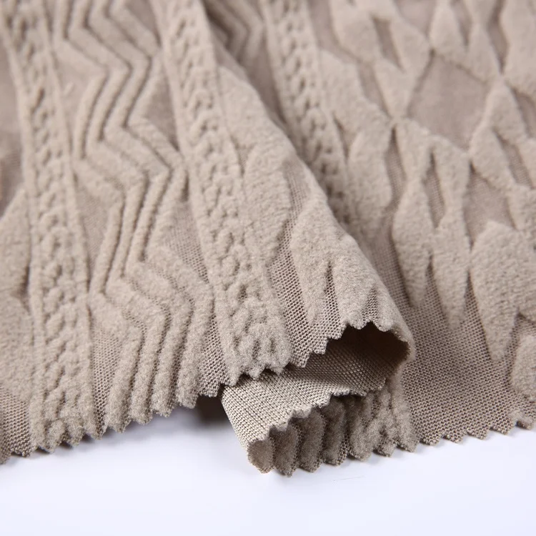 New design 100 polyester knit sweater jacquard textured fleece fabric for scarves