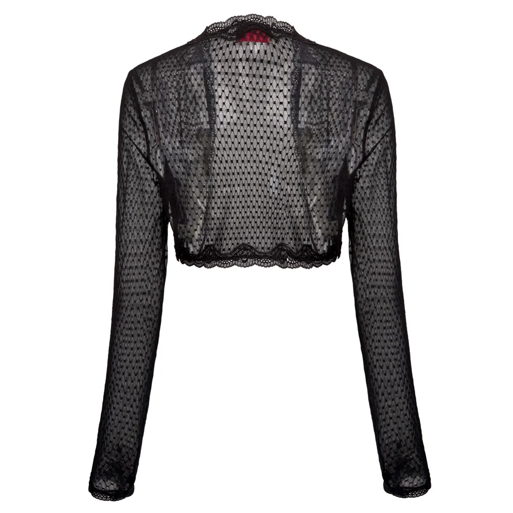 BP женские полу Прозрачное нижнее белье с длинным рукавом открытой передней черного Болеро BP000534-1