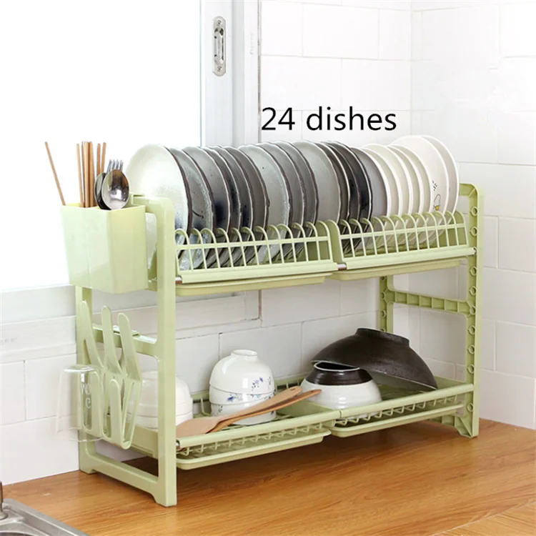 
2 Tiers Plastic Kitchen Dish Drying Rack 