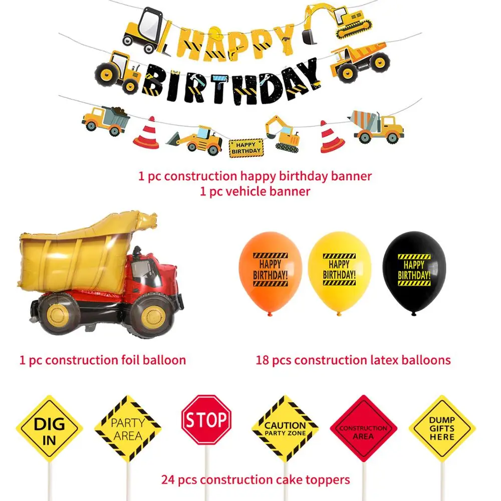Easternhope Construction Birthday Party Supplies Dump Truck Party Decorations Kits Set for Kids Birthday Party